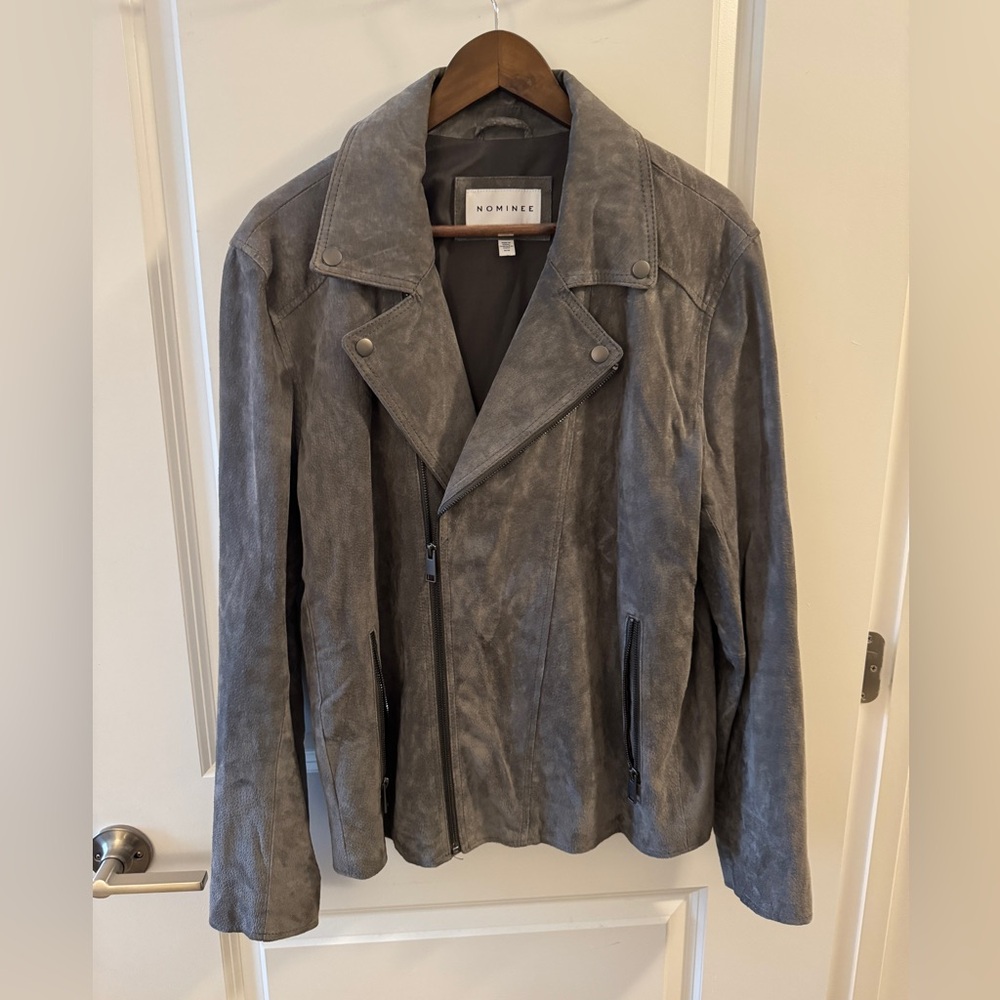 Nominee Grey Suede Leather Jacket Medium